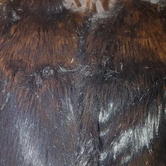 Black Faux Fur Fluffy Shaggy Coat Jacket Size Large - Picture 5 of 11